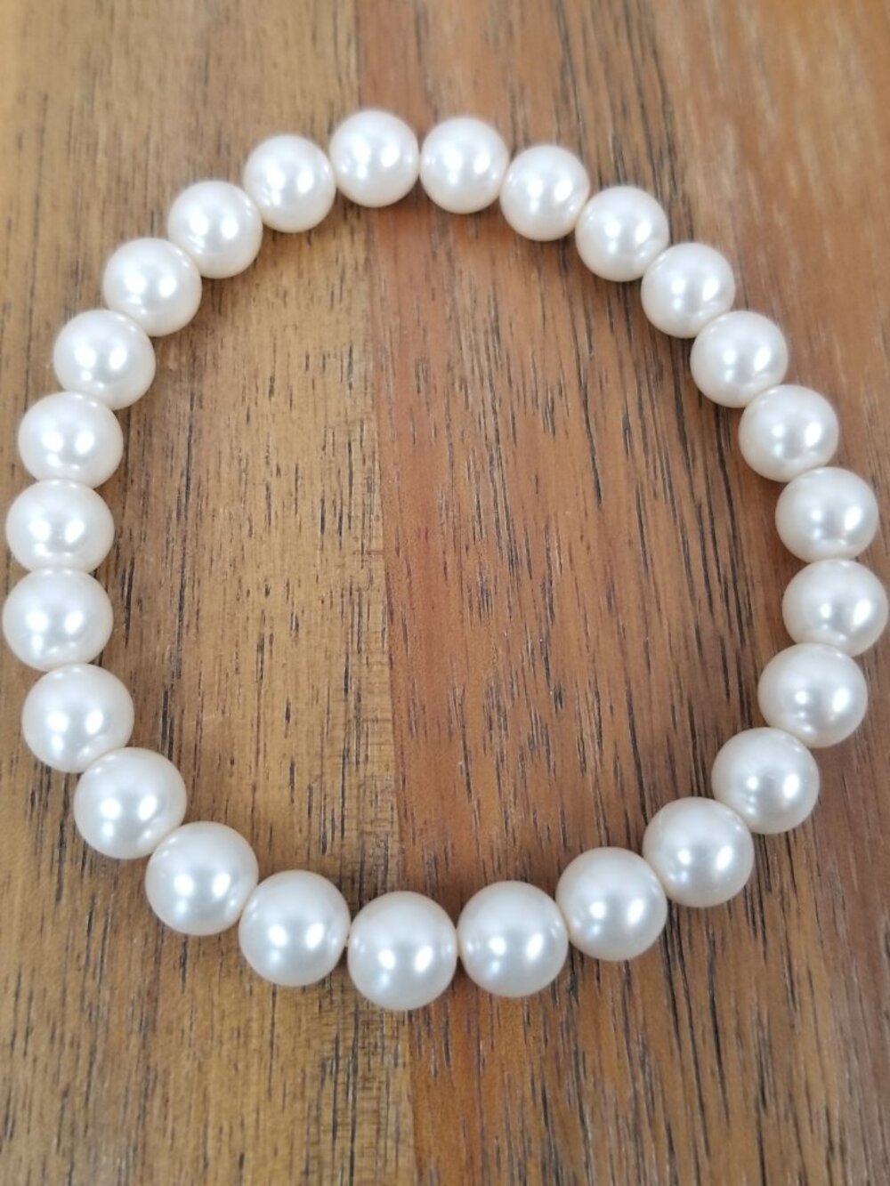 Faux Pearl Stretch Bracelet 8mm Pearl 7" + Stretch